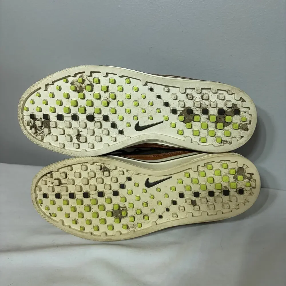 Nike Golf Lunarlon Lunar Swingtip Shoes Leather Canvas Olive Green Mens Cider 7